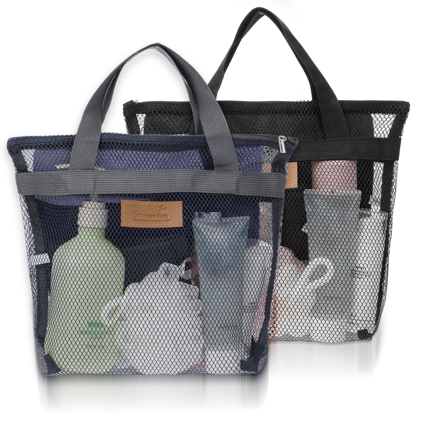 Guduling 2pcs Mesh Shower Caddy Bag,Shower Caddy Portable,Travel Mesh Showers Bag for Gym,Camping,College Dorms,Beach - Handheld Outdoor Wash Bags (Sky Blue & Wine Red)