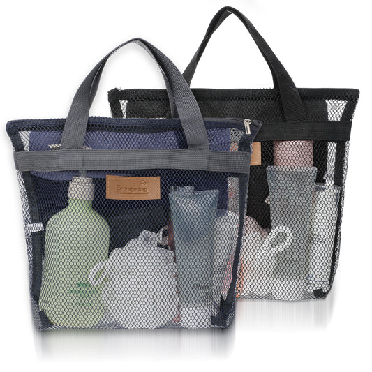 Guduling 2pcs Mesh Shower Caddy Bag,Shower Caddy Portable,Travel Mesh Showers Bag for Gym,Camping,College Dorms,Beach - Handheld Outdoor Wash Bags (Sky Blue & Wine Red)