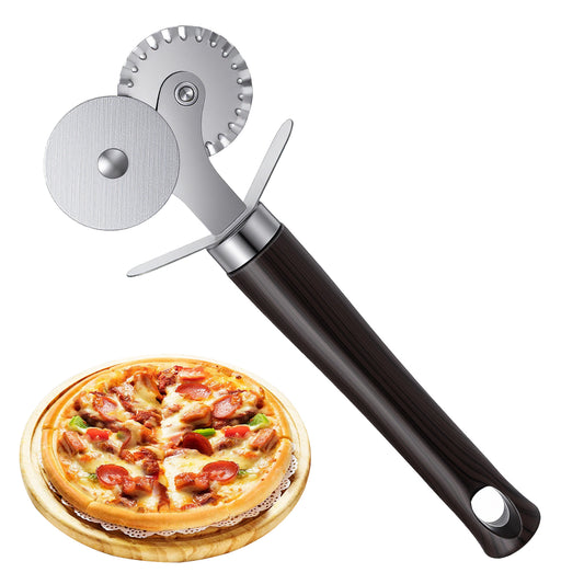 Elegaperma Ravioli Cutters, Double Wheeler Pizza Cutter, Stainless Steel Pasta Cutter with Ergonomic Handle for Pastry, Pizza, and Cookie Dough