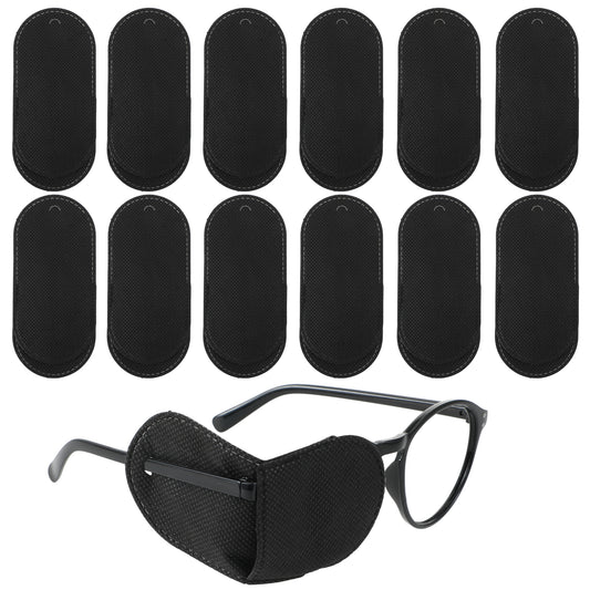 Oruola 12pcs Eye Patch for Glasses,Black Eye Patches for Adults,Reusable Eye Patches for Men,Non-Woven Fabric Eye Patches to Cover Left or Right Eye Strengthen Vision and Improve Amblyopia,Lazy Eye