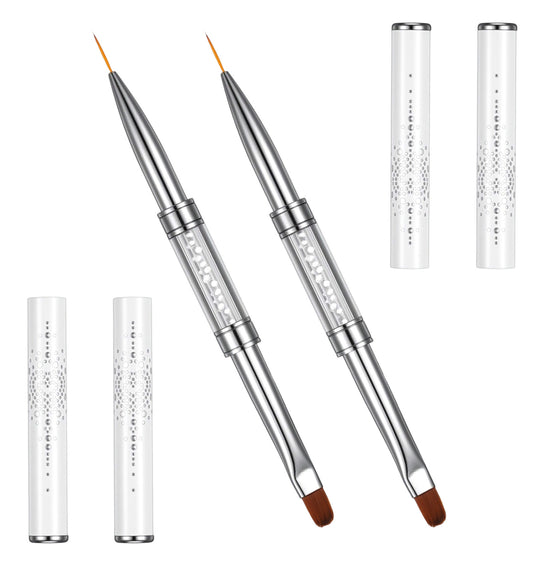 2 Pcs Builder Gel Brush, Gel Nail Brush, Rhinestone Handle Salon-Grade Nail Art Design Tools for Applications