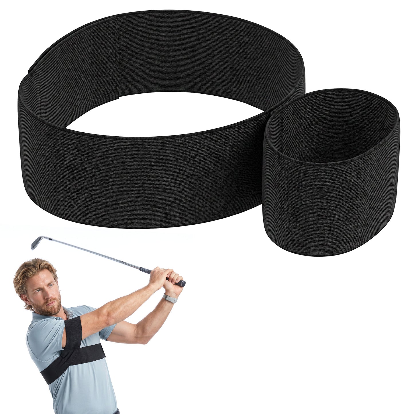 Classicseali Golf Training Aid,Adjustable Fabric Golf Arm Band Training Aid,Elastic Golf Swing Band for Posture & Swing Plane Stability, Indoor Outdoor Use (Black, 13.39 x 3.15 In)