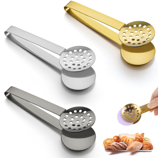 Guduling 3 pcs Tea Bag Squeezer,Stainless Steel Teabag Squeezer Tool,Round Tea Bag Squeezers Tongs,Teas Bags Strainer Clips or Sugar Ice Cube for Kitchen Bar Tools