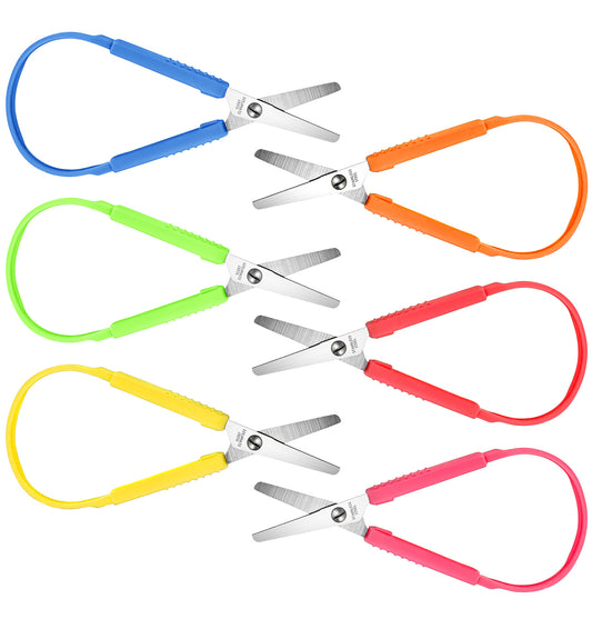 6Pcs Adaptive Scissors, Loop Scissors, Self-Opening Safety for Childrens