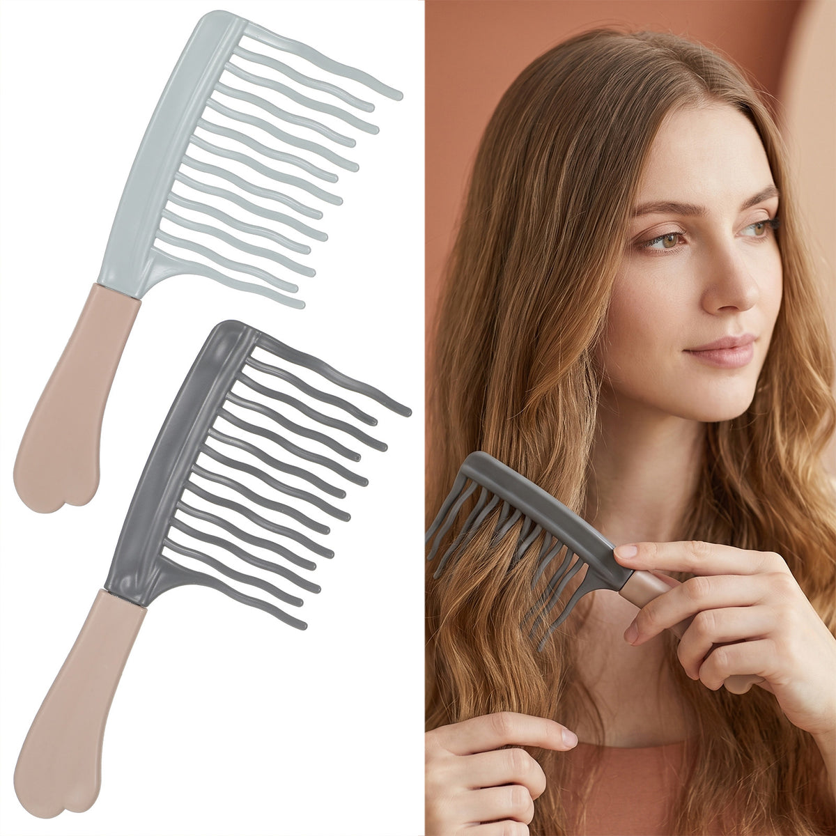 Elegaperma 2Pcs Curly Hair Combs for Women, Wide Tooth Comb for Wavy Hair