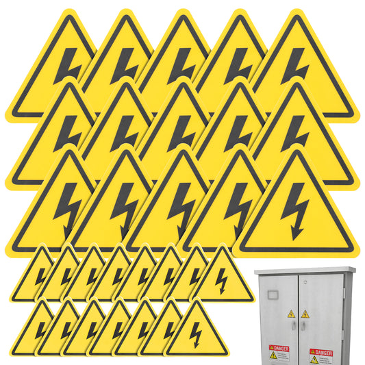 Guduling 30 Pcs Warning Signs,Electrical Hazard Warning Safety Sign Sticker, Self Adhesive Vinyl Danger Symbol (Black & Yellow, 5cm x 4.2cm & 10cm x 8.4cm)