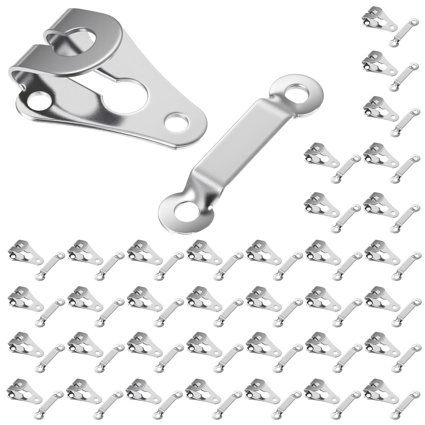 Elegaperma 40 Sets Hook and Bar Closure for Pants, Hook and Eye Closure, Silver Hooks and Eyes for Sewing Projects and Clothing Repairs
