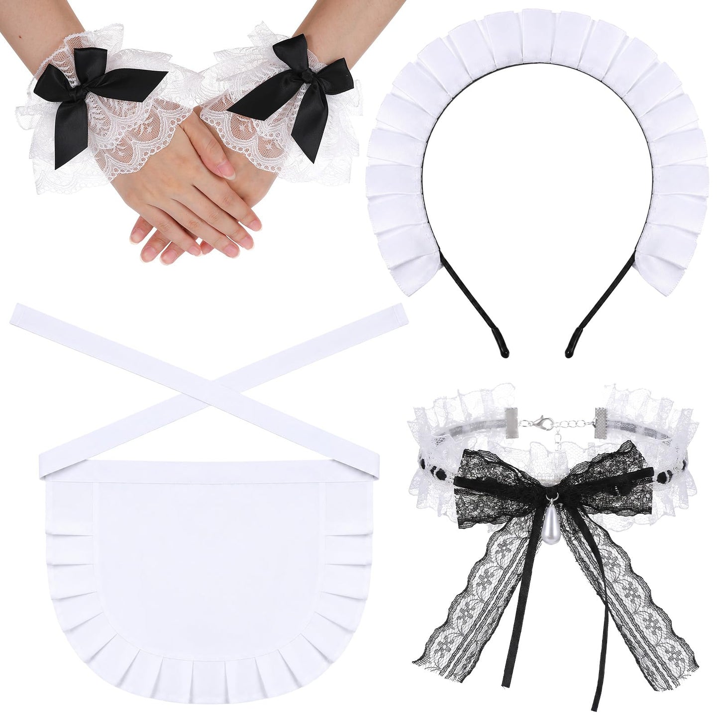 Elegaperma 4 Pcs Maid Accessories, Cleaning French Maid Outfit Cosplay