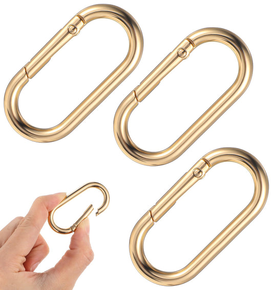Gold Spring O Ring Clip for Purse, 3pcs ValueBargain Gold Carabiner Clip Keychain and Purse Strap Extenders Designed for Bags and Travel Essentials