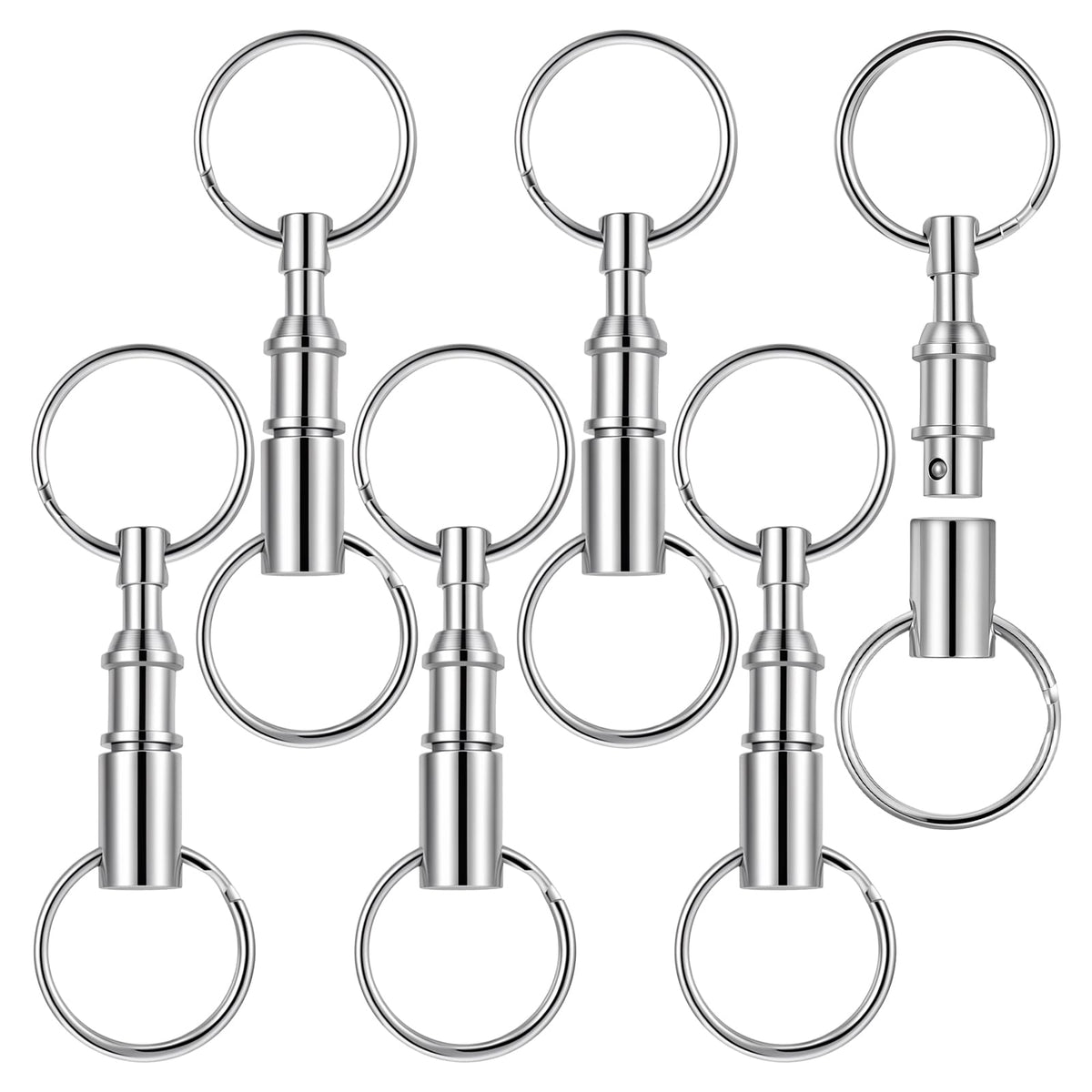 Classicseali 6 Pcs Quick Release Keyring,Silver, 3.15 x 0.98 x 0.31 In | Stainless Steel Detachable Key Ring Quick Release,for Hanging Bottle Openers,USB Flash Drives,Small Pendants