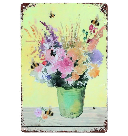 Metal Garden Signs, 30 cm Vintage Decorative Garden Sign, Vibrant Floral Metal Signs for Gardens, Outdoor Plaques for Home, Living Room, Bedroom