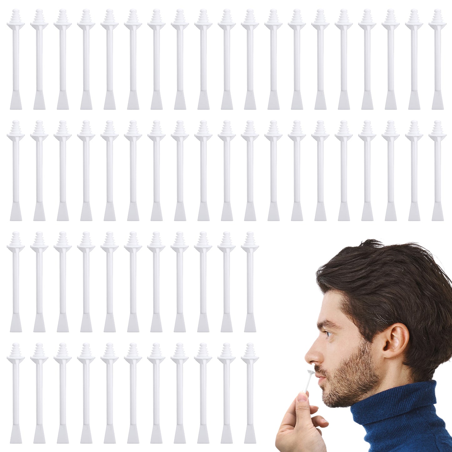 Guduling 60pcs Wax Applicator Sticks, Disposable Nose Waxing Sticks, Eyebrow Wax Sticks with Scraper, Double-Ended Design, for Hair Removal and Nostril Cleaning, Suitable for Men And Women