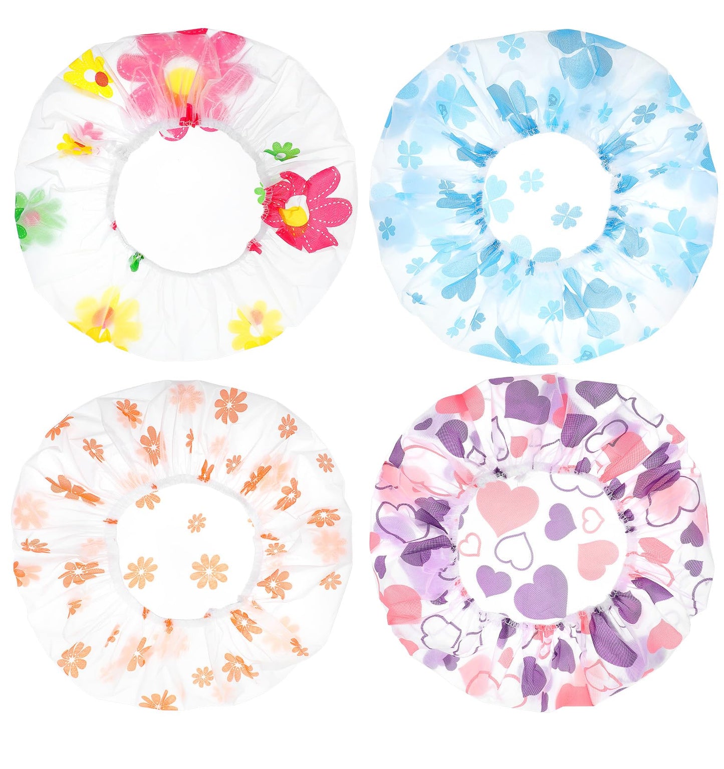 4 Pcs Shower Hat, Reusable Waterproof Shower Cap