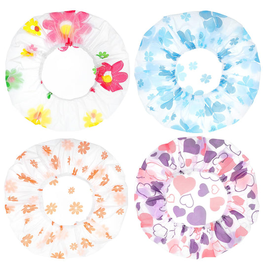 4 Pcs Shower Hat, Reusable Waterproof Shower Cap
