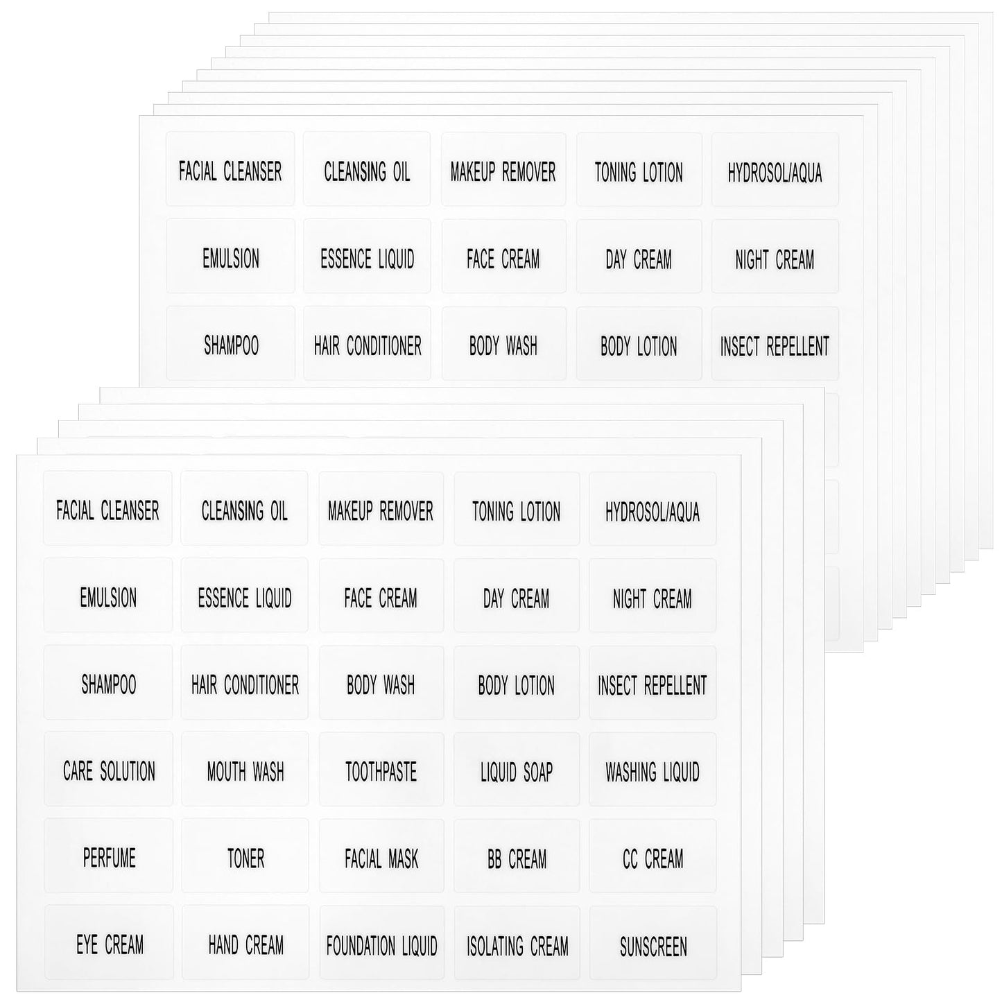 Oruola 450Pcs Labels for Travel Size Bottles,Waterproof Labels for Bottles,Clear Bathroom Beauty Organization Labels, Travel Bottle Labels Skin Care Product Labels for Lotion Cream Body Wash Shampoo