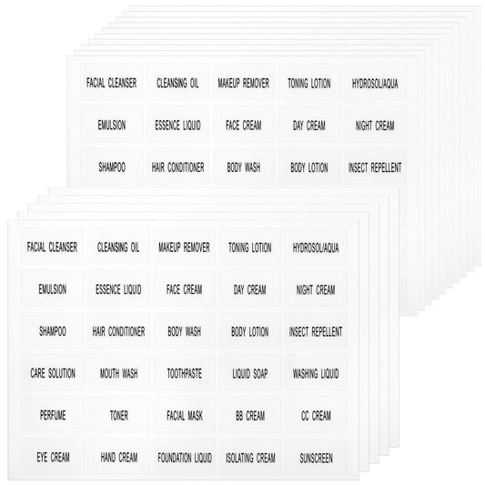 Oruola 450Pcs Labels for Travel Size Bottles,Waterproof Labels for Bottles,Clear Bathroom Beauty Organization Labels, Travel Bottle Labels Skin Care Product Labels for Lotion Cream Body Wash Shampoo