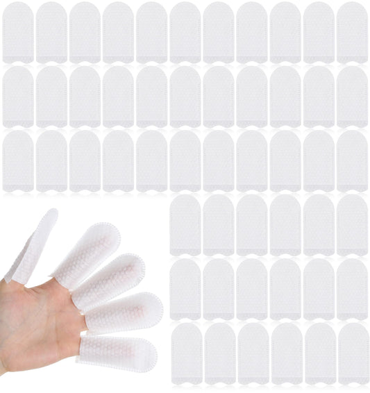 100Pcs Cotton Finger Cots, Disposable Breathable Tip Covers Protector Finger Wipes Gauze Sleeve, Latex Free Tip Cover Gloves Ideal for Work, Nail Cleaning, and Injured Fingers, White Sweat Resistant