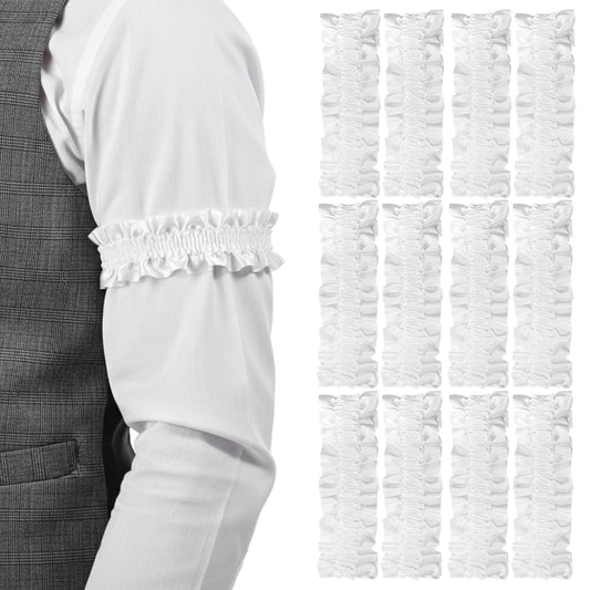 Elegaperma 6-Pair Arm Garters for Men, White Sleeve Garters for Men, Complete Homecoming Garter Supplies Kit for Party Performance Team Events and Costume Accessories