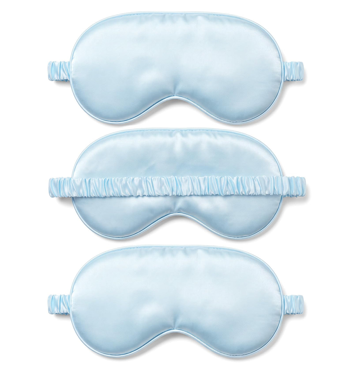 3 Pcs Silk Sleeping Mask, Blue Eye Mask for Sleeping, Soft Travel Eye Shade