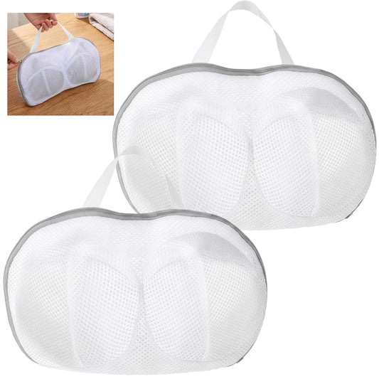 Classicseali 2Pcs Bra Wash Bag, Reusable Bra Bags for Washing Machine, Lingerie Wash Bag with Zipper, for Washings Delicates, Bras Washer Protector, Grey