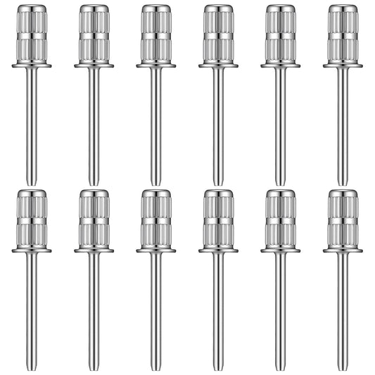 Guduling 12-Pack Mandrel Nail Drill Bit,Silver Mini Mandrel Nail Bit,Replacement Small Sanding Band Nails Drill Bits for 3/32" Mandrels, Ideal for Acrylic, Gel Removal & Manicure/Pedicure