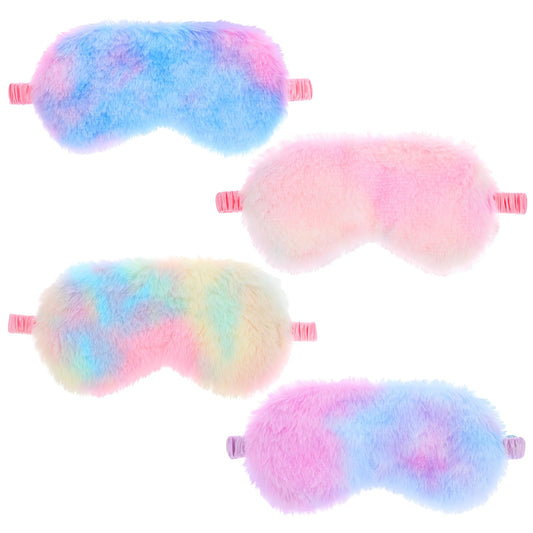 oruola 4pcs Kids Sleep Mask,Fluffy Eye Mask,Soft Plush Eye Masks for Sleeping,Comfortable Blindfold Eye Covers for Travel Nap,Sleep Mask Kids,Kids Eye Mask for Women Girls Boys (4 Colors)