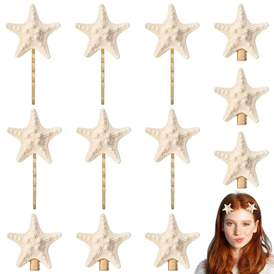 Oruola 12pcs Starfish Hair Clips for Women,Resin Starfish Clips,Beach Hair Accessories with 2 Types of Clips,Mermaid Hair Accessories,Starfish Hair Clip for Women Girls Beach-themed Travel Party