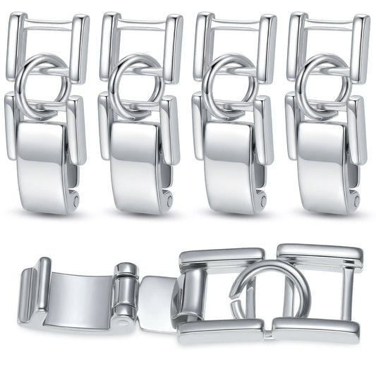 Guduling 4 Pcs Silver Jewelry Extender Clasps,Foldover Adjustable Jewelry Extenders for Bracelets,Bracelet Extender Silver for Eyeglass Chains, Mask Strap Adjusters, Pet ID Tag Holders, Zipper Pulls