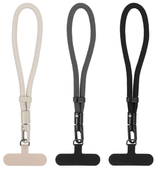 ValueBargain 3 Pack Wrist Phone Strap, Phone Wrist Lanyard Adjustable with Tether Tabs and Patch, Universal Hand Strap for Smartphones & Cases (Three Colors)