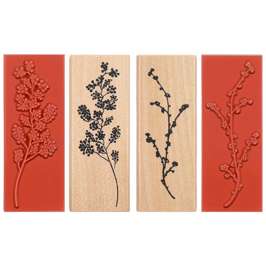 Classicseali 2pcs Stamps for Crafting,Flower Stamp Plant Element Seal,Ink Wooden Stamps, Vintage Pattern Decoration, Letter Diary for DIY Handicraft Making Scrapbooks,2 Patterns