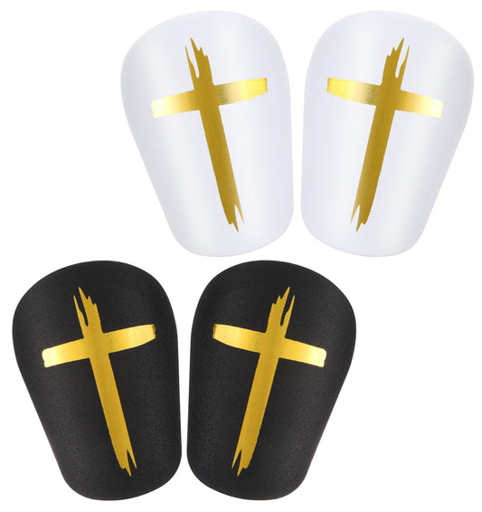 4 Pairs Mini Shin Pads Football, 8cm Mini Shin Pads, Lightweight Breathable Football Protective Gear, Black & White