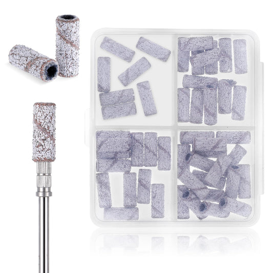 Oruola 50pcs Nail Drill Sanding Bands,240 Extra Fine Grit Sanding Bands for Nail Drill with Upgrade 3.1mm Mandrel Bit,Nail Sanding Bands for Acrylic Nails Gel Removing Shaping Manicures Pedicure Zebra