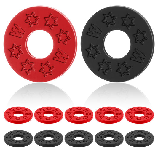 Elegaperma 16pcs Guitar Strap Lock, Guitar Strap Blocks, Bass Straps Locks Silicone Guitar Straps, Anti-Disengagement Pads for Electric Acoustic & Bass Guitars (Black,Red)