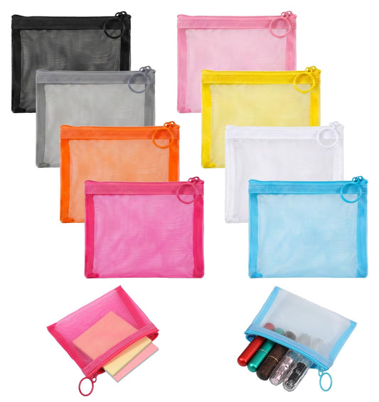 8 Pcs Small Cosmetic Bag. Small Mesh Bags with Zip Pouches for Travel