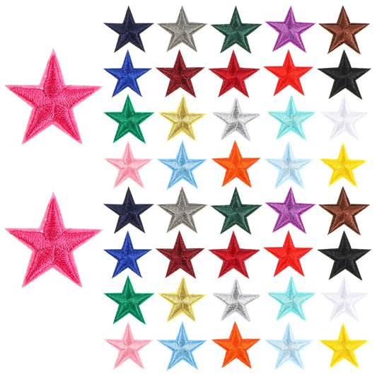 Oruola 42pcs Star Iron On Patches,Colorful Star Vintage Patches Mini 5 Star Embroidered Patches Star Iron On Patches for Clothing Jackets Backpack Repairing Decorations