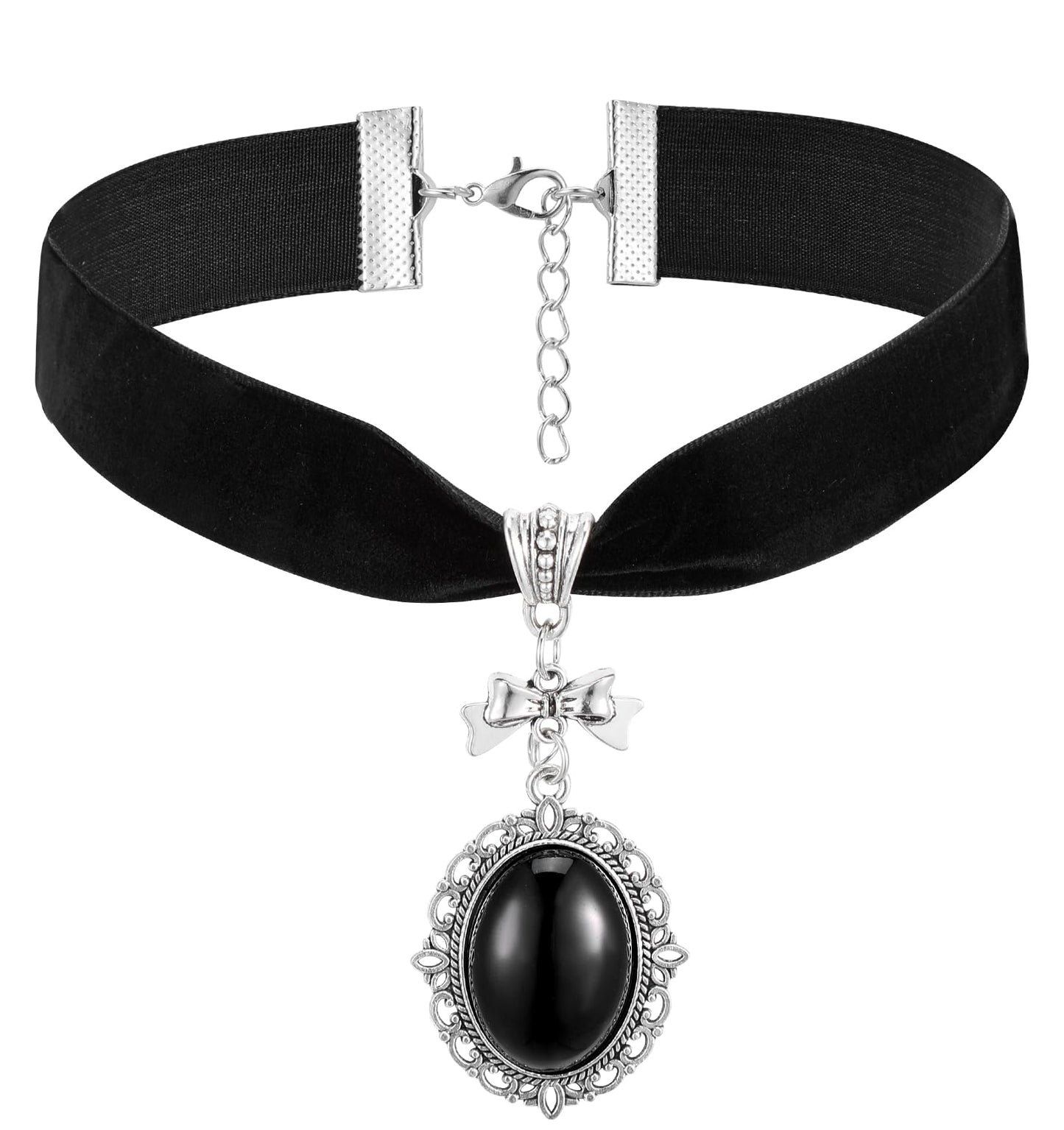 Heasy velvet victorian necklace, black necklace, gothic necklace, vintage necklace