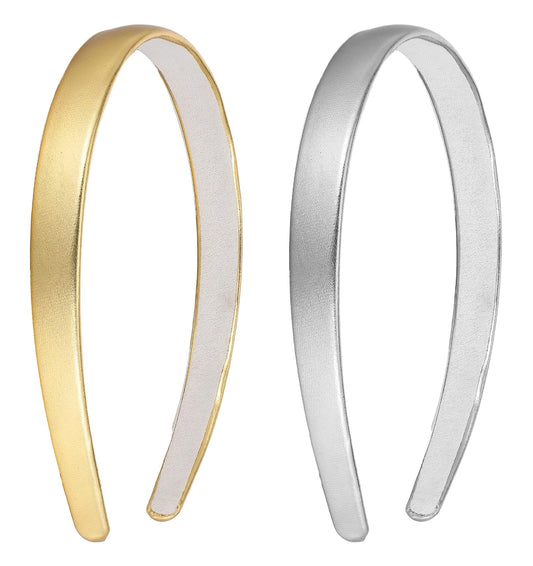 Gold Headband for Women & Girls - Elegant Satin Hair Accessory with Non-Slip Design, Cute Headpiece for Wedding Party Daily Use (2 Pas)