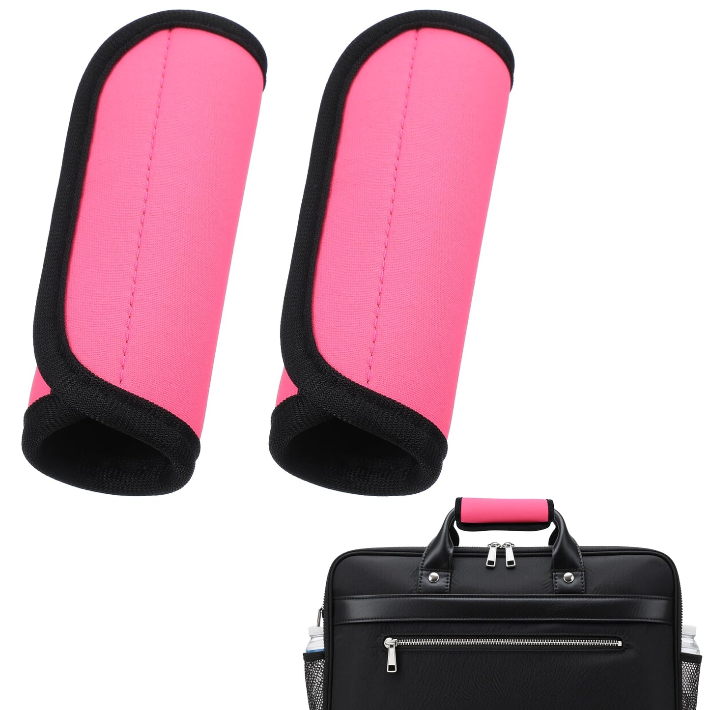 Classicseali 2Pack Suitcase Handle Wraps, Bright Luggage Handle Covers, Comfortable and Soft, Travel Accessories, Luggage Handles Identification, Pink&Black