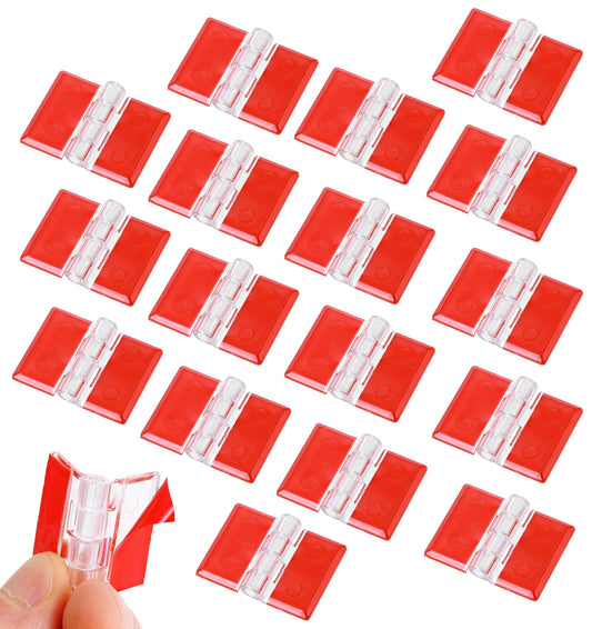 18 Pcs Plastic Hinges, Acrylic Mini Hinges - Self Adhesive Small Transparent Continuous Hinge for Cabinet Drawer Jewellery Box DIY Crafts Display Stand 35x25 mm