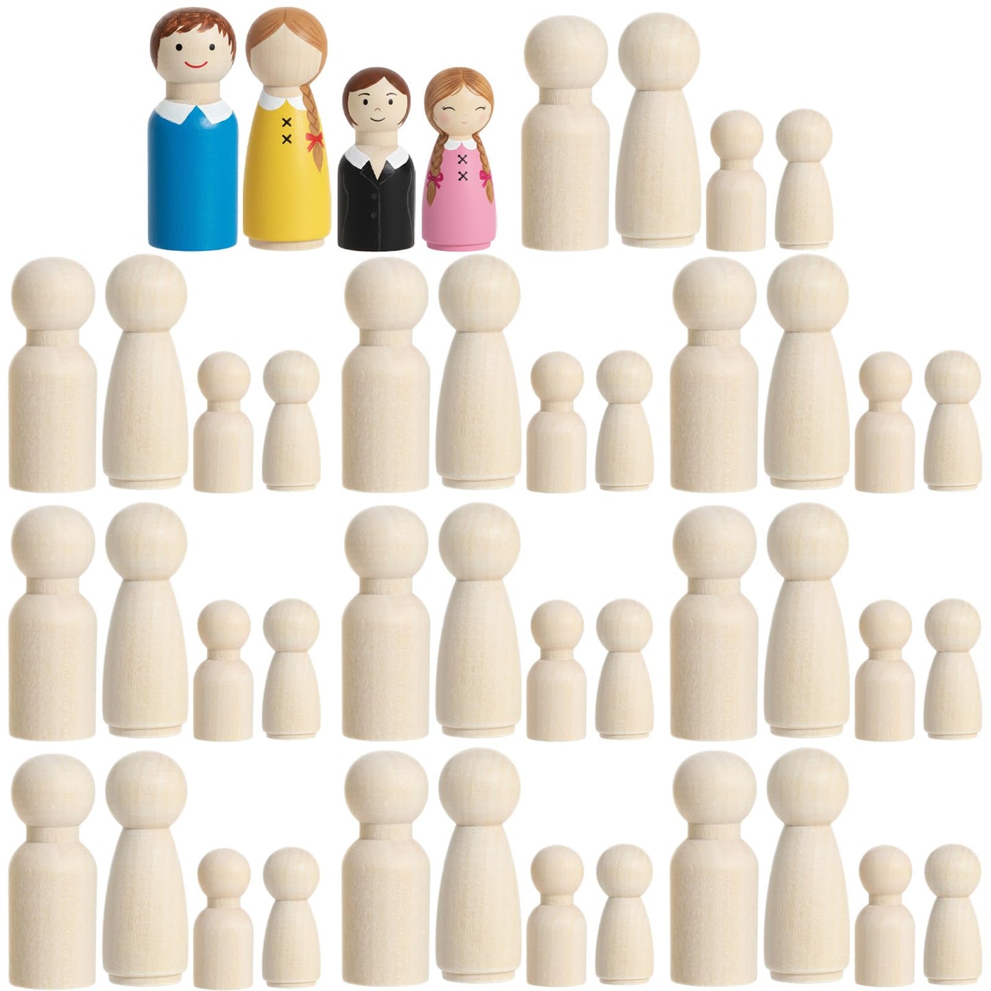 Elegaperma 40 Pcs Wooden Peg DIY Figures, Wooden Craft Blanks,Unfinished Wood Pegs DIY Figures for Crafting, Sandalwood Unpainted Ideal for Painting Decorations and Valentine's Day gifts