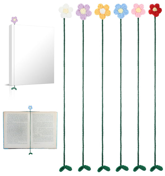 Crochet Bookmark, 6 Pcs Cute Bookmarks with Flower Vine for Women Girls Book Lovers, Garden and Book-Loving (6 Colors, 45 cm)