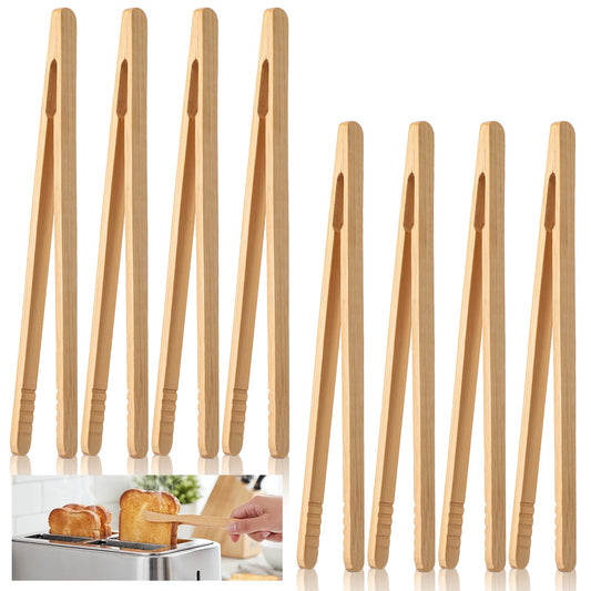 Elegaperma 8Pcs Wooden Toaster Tongs, Wood Toaster Tong, Toasters Tongs Wooden for Kitchen Utensils for Handling Bread Pastries and Snacks Multi-Purpose Cooking Tools