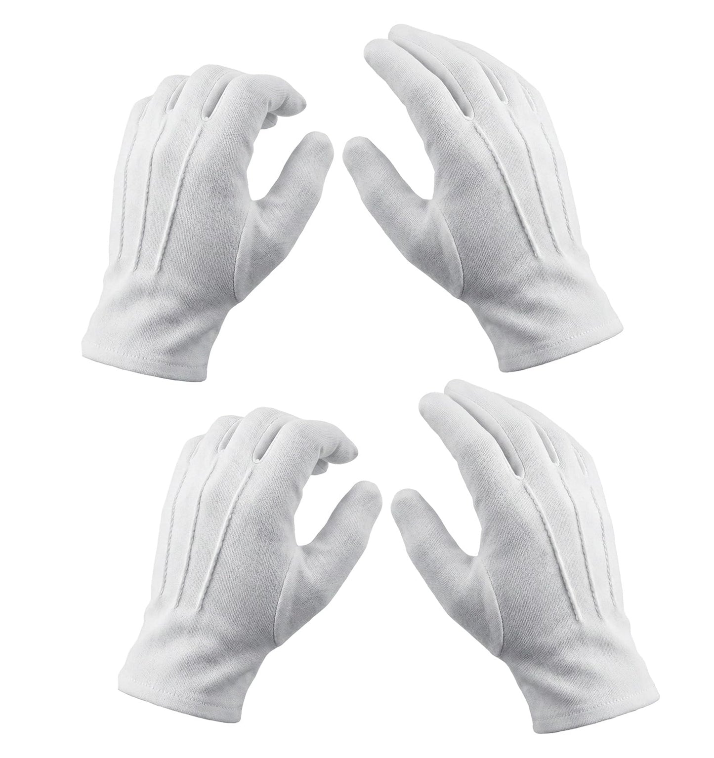 2Pairs White Gloves Men, White Dress Gloves Women Cotton for Wedding Formal