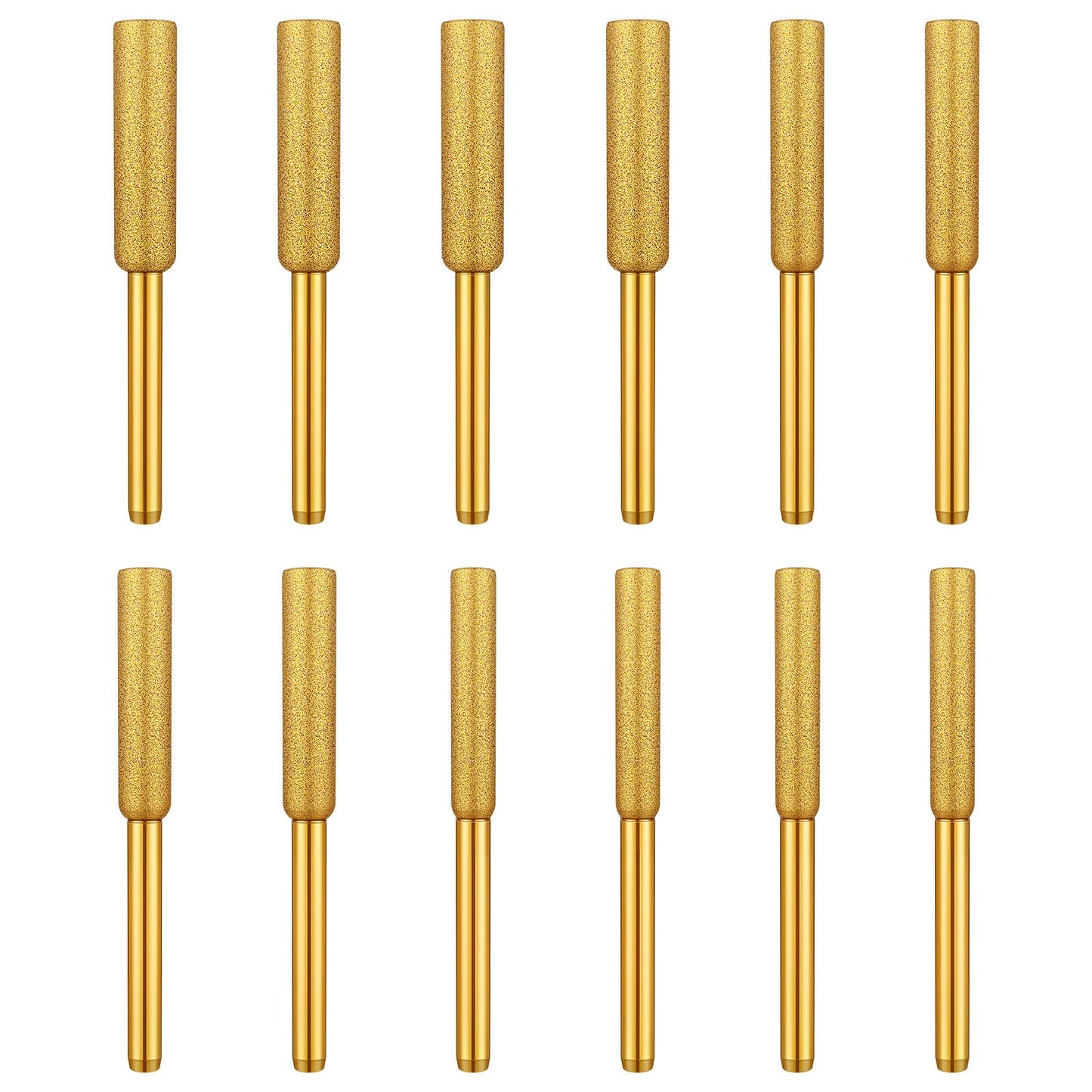Classicseali Pack of 12 Diamond Chainsaw Sharpeners, Golden Chainsaw Sharpener, High Hardness Chainsaw Sharpening for Grinding and Polishing Chainsaws, 3 Sizes (4.0 mm, 4.8 mm, 5.5 mm)