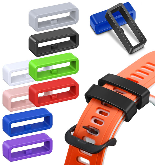 ValueBargain Watch Strap Loop, 8PCS Black Universal Silicone Strap Keeper Replacement for 22mm Fitness Trackers and Smart Sport Watches