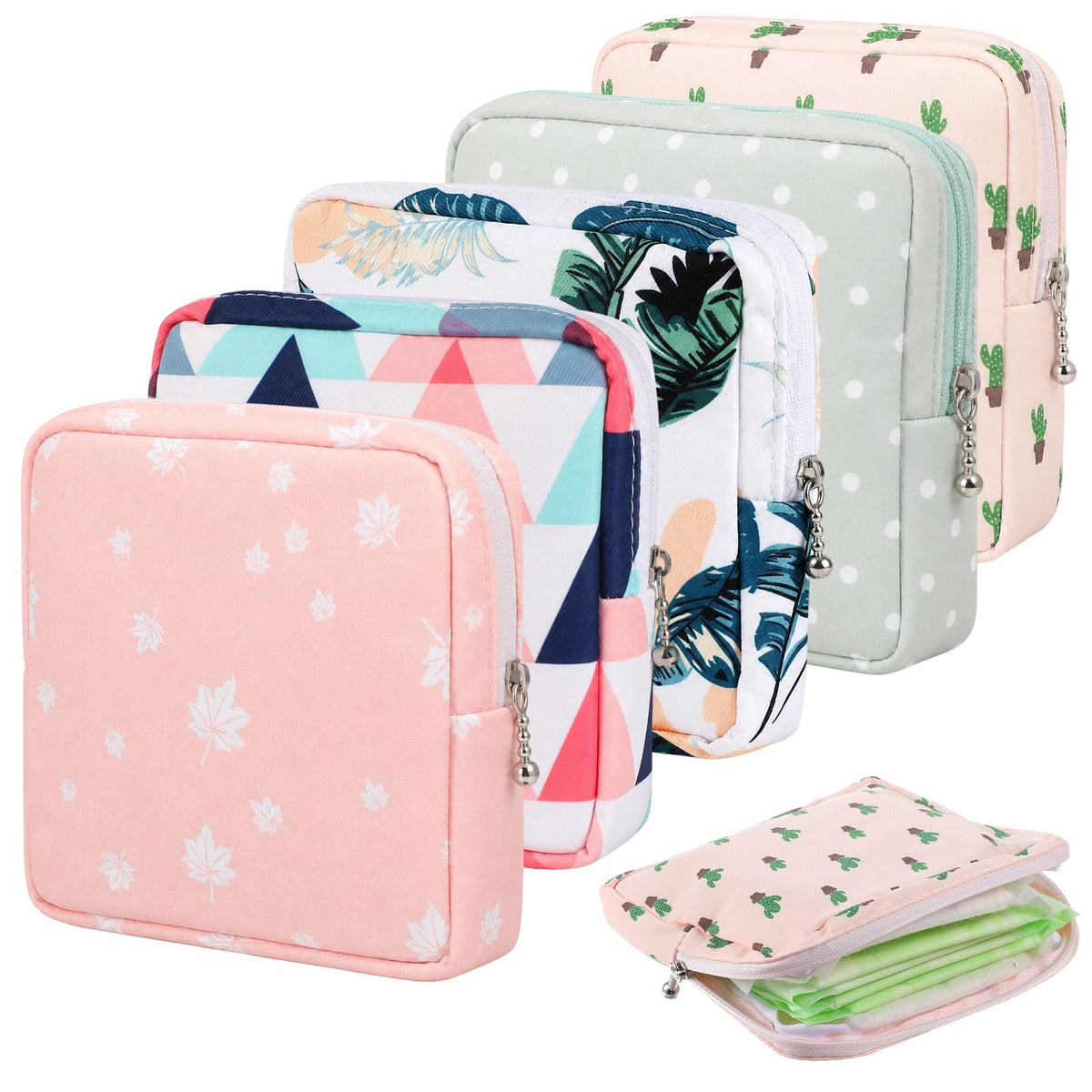 Elegaperma 5 Pcs Sanitary Pouch, Period Bag Pouch with Zipper