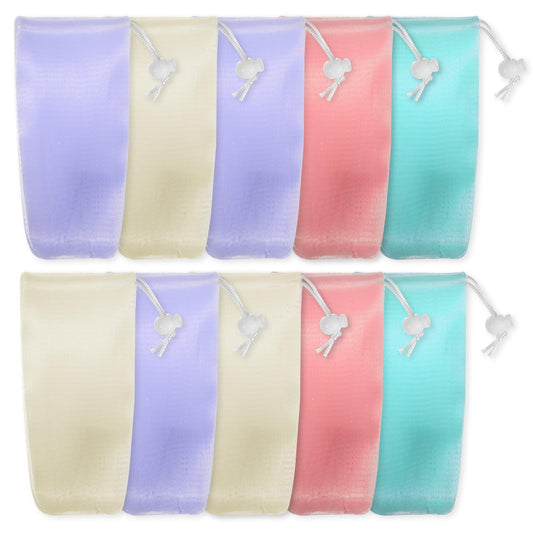 Elegaperma 10 Pcs Soap Bags, Soap Bags for Soap Bars with Drawstring, Thickened Mesh Bag for Soap for Rich Lathering and Bathroom Organization