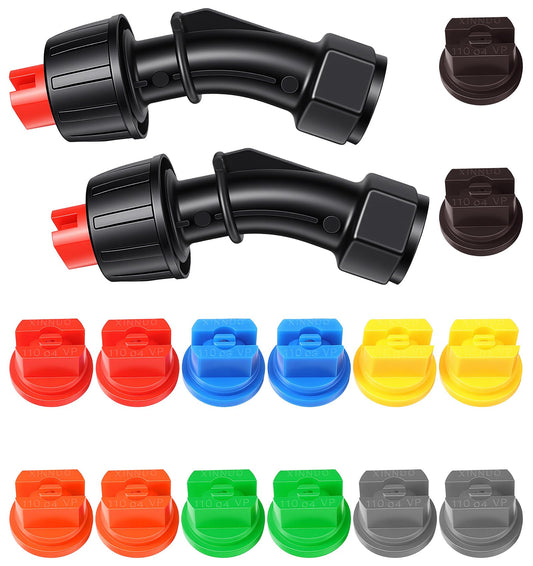 Sprayer Nozzle Tips Set, 2 Pack 110° Flat Fan Shaped Nozzles & 14 Pcs Tips
