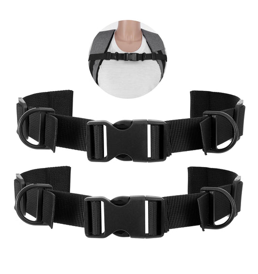 Thrymme 2Pcs Backpack Chest Strap, Black Adjustable Sternum Strap Add on for Backpacks, Heavy Duty Elastic Chest Belt with Quick Release Buckle Clip, Comfortable Fit for Hiking, Camping, and Travel