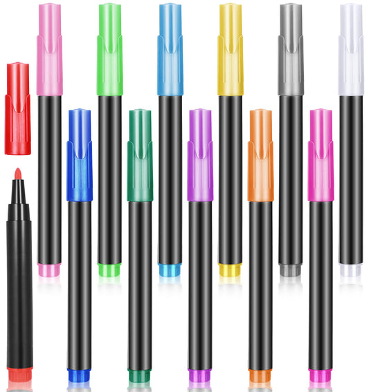 12 Pack Whiteboard Pens, Felt Tip Dry Wipe Pens For Whiteboard Washable & Dry Wipe Compatible With LED Colouring Boards & Message Boards, Neon Drawing Light Up Pen Markers (Assorted Bright Colors)